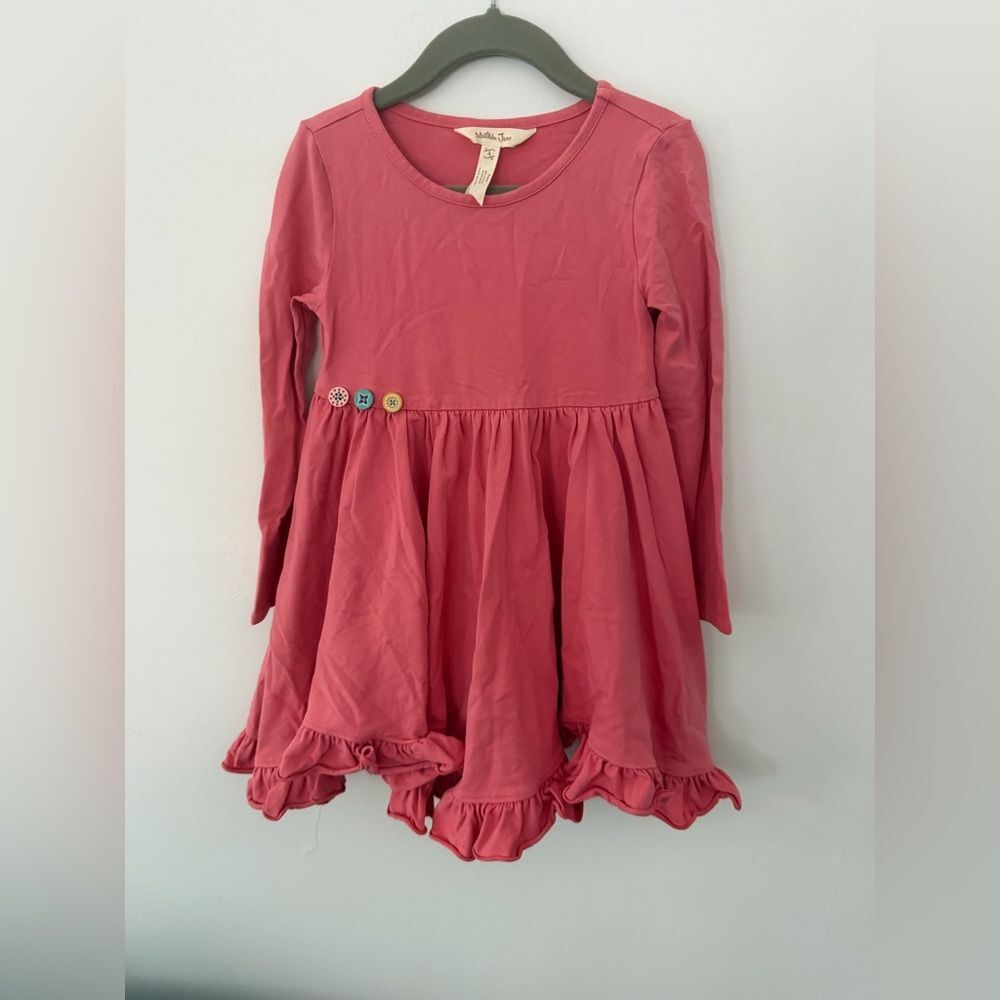 Matilda Jane Girls' pink Pink Ruffle Hem Long Sleeve Dress size 4